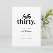 Invitation Chic Modern Hello Trente fête d'anniversaire (Debout devant)