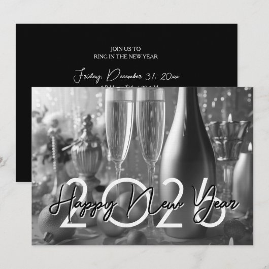 Invitation Chic Modern New Year's Eve Party (Devant / Derrière)