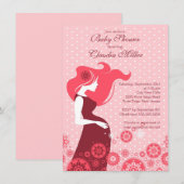 Invitation Chic Modern Pregnant Maman Baby shower fille (Devant / Derrière)