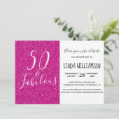 Invitation Chic Moderne 50 Fabuleux Parties scintillant rose (Debout devant)