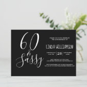 Invitation Chic Moderne 60 Ans Ans 60e Anniversaire Noir Blan (Debout devant)