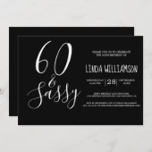 Invitation Chic Moderne 60 Ans Ans 60e Anniversaire Noir Blan (Devant / Derrière)