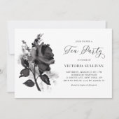 Invitation Chic moderne Aquarelle Black Rose Tea Party (Devant)