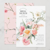 Invitation Chic Moderne Aquarelle Fleurs jardin thème (Devant / Derrière)