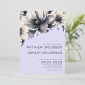 Invitation Chic moderne Aquarelle violet Mariage Floral (Debout devant)