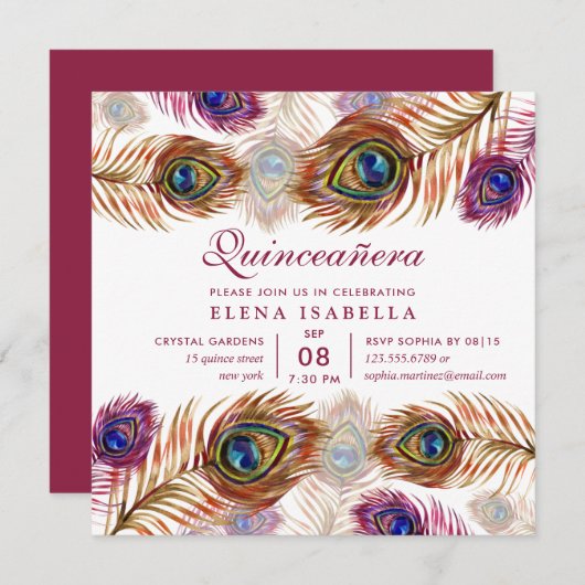 Invitation Chic moderne baroque 15e anniversaire Quinceanera (Devant / Derrière)