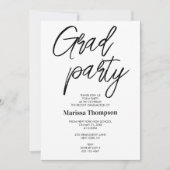Invitation Chic moderne Black White Stripes Graduation Party (Devant)