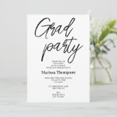Invitation Chic moderne Black White Stripes Graduation Party (Debout devant)