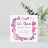 Invitation Chic moderne Boho Aquarelle Girly Baby shower rose (Debout devant)