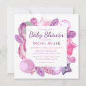 Invitation Chic moderne Boho Aquarelle Girly Baby shower rose (Devant)