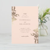 Invitation Chic Moderne Botanique Faux Or Blush Rose (Debout devant)
