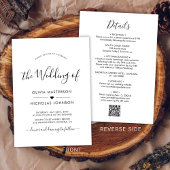 Invitation Chic Moderne Calligraphie Coeur QR Code Mariage