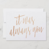 Invitation Chic Moderne Calligraphie Cuivre C'était toujours (Devant)