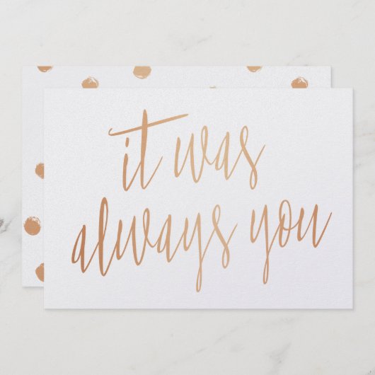 Invitation Chic Moderne Calligraphie Cuivre C'était toujours (Devant / Derrière)