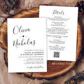 Invitation Chic Moderne Calligraphie Monogramme QR Code Maria