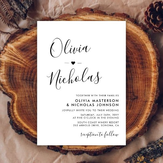 Invitation Chic Moderne Calligraphie Monogramme QR Code Maria