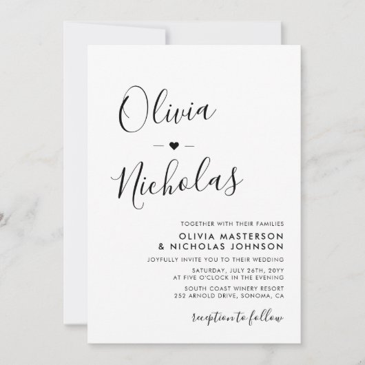 Invitation Chic Moderne Calligraphie Monogramme QR Code Maria (Devant)