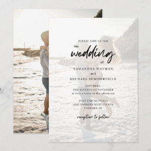 Invitation Chic moderne Couples Mariage de script photo
