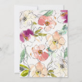 Invitation Chic Moderne Elégant Aquarelle Floral Mariage (Dos)