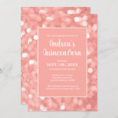 Invitation Chic moderne élégant Bokeh Lumières Quinceañera (Devant / Derrière)