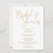 Invitation Chic Moderne Élégante Fête de Mariage Script Doré (Devant)