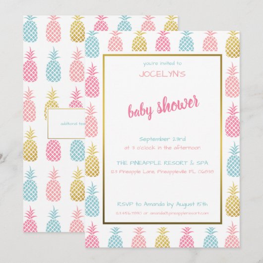 Invitation Chic Moderne Fête de Naissance sur le Thème Tropic (Devant / Derrière)