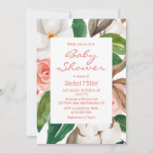 Invitation Chic Moderne Floral Aquarelle Baby shower fille (Devant)
