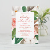 Invitation Chic Moderne Floral Aquarelle Baby shower fille (Debout devant)