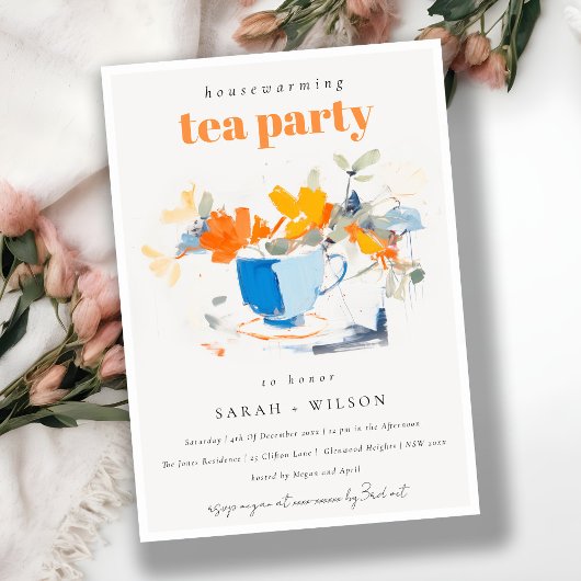 Invitation Chic Moderne Floral Tea Cup Tea Party
