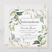 Invitation Chic Moderne Floral Verdure Botanique Quiceanera (Devant)