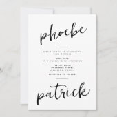Invitation Chic Moderne Gras Nom Noir Blanc Mariage (Devant)