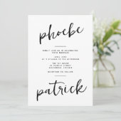 Invitation Chic Moderne Gras Nom Noir Blanc Mariage (Debout devant)