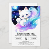 Invitation Chic Moderne Kitten Anniversaire (Devant / Derrière)