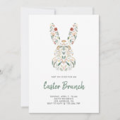 Invitation Chic moderne lapin floral Brunch de Pâques (Devant)