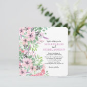 Invitation Chic moderne Lilac aquarelle pivoine MARIAGE de fe (Debout devant)