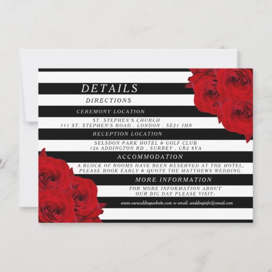 Invitation Chic Moderne Luxe Mariage Collection - Roses rouge (Devant)