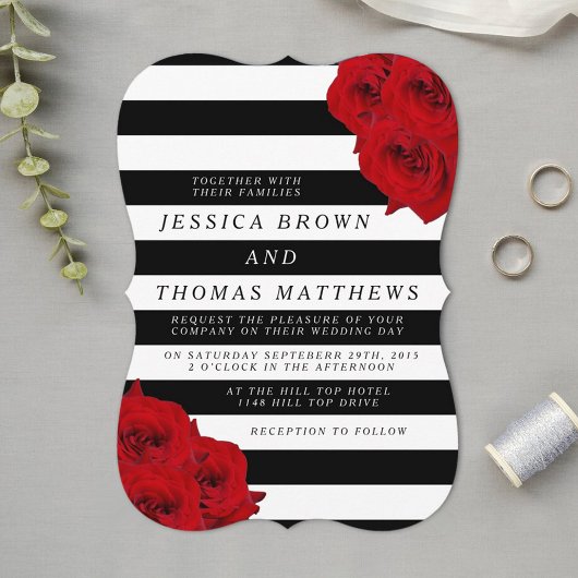 Invitation Chic Moderne Luxe Mariage Collection - Roses rouge