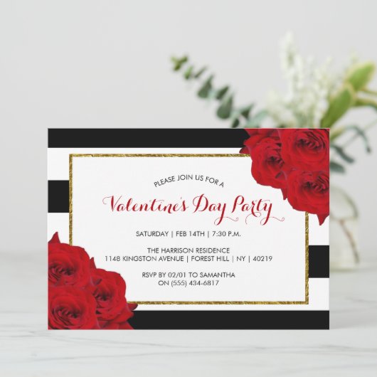 Invitation Chic Moderne Luxe Saint Valentin (Debout devant)