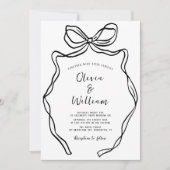 Invitation Chic moderne main tiré Bow Mariage Whimsical (Devant)