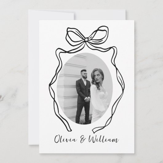 Invitation Chic moderne main tiré Bow Mariage Whimsical (Dos)