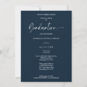 Invitation Chic Moderne Marine Brushtroke Effet Graduation (Dos)