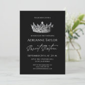 Invitation Chic Moderne Noir Blanc Sweet 16 (Debout devant)
