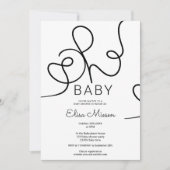 Invitation Chic moderne noir calligraphie blanche Oh baby sho (Devant)