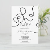 Invitation Chic moderne noir calligraphie blanche Oh baby sho (Debout devant)
