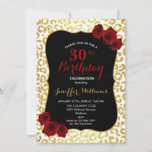 Invitation Chic moderne or blanc léopard Jaguar Cheetah     