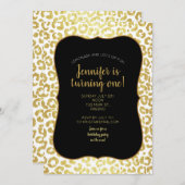 Invitation Chic moderne or blanc léopard Jaguar Cheetah      (Devant / Derrière)
