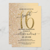 Invitation Chic Moderne Parties scintillant Jaune Or Ombre Sw (Devant / Derrière)