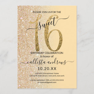 Invitation Chic Moderne Parties scintillant Jaune Or Ombre Sw