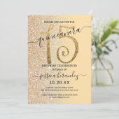 Invitation Chic moderne Parties scintillant or jaune Ombre Qu (Debout devant)