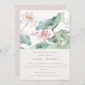 Invitation Chic moderne Pastel Blush Nénuphar Couples Douche (Devant / Derrière)